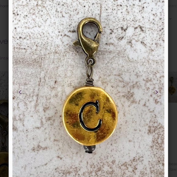Boho “ C “ Vintage Gold Circle Letter C Charm - Picture 1 of 3